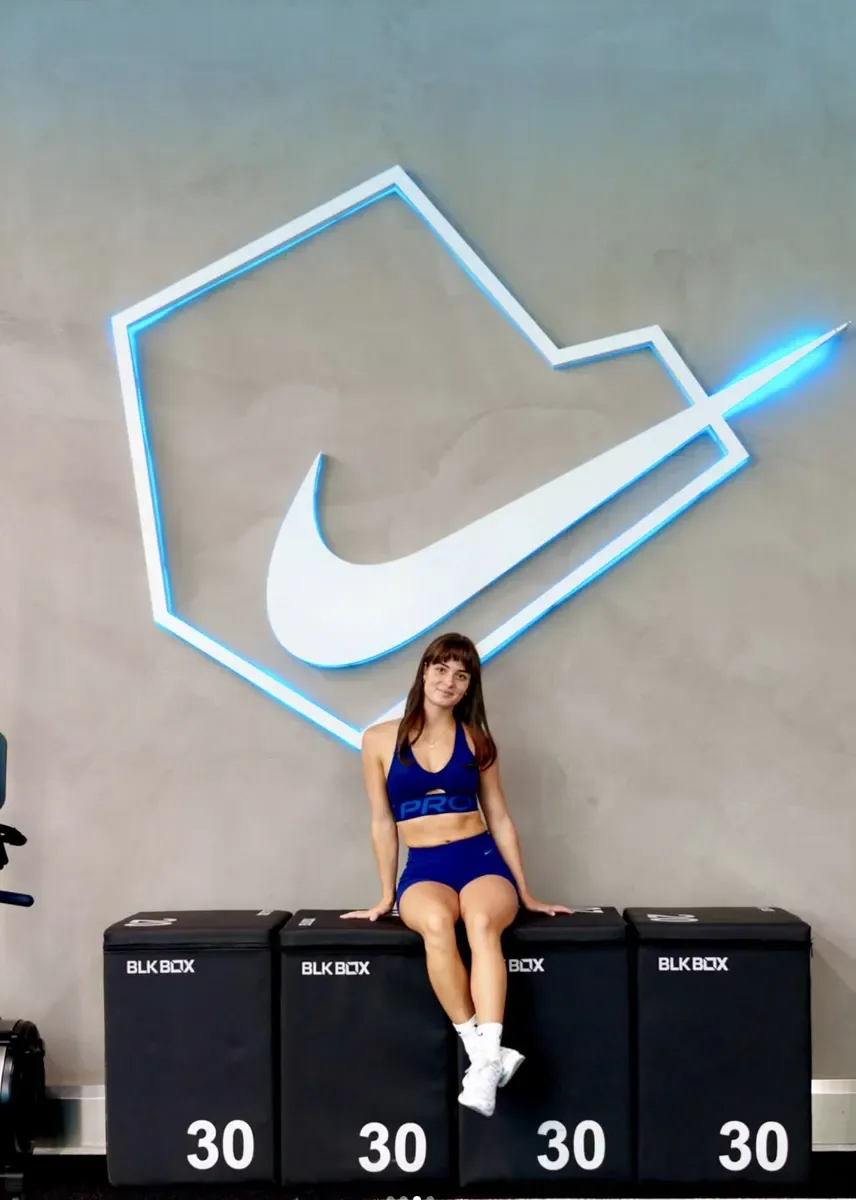 Anna Maria Costeanu in Nike training kit at Nike HQ